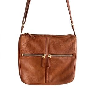 Fossil Brown Leather Crossbody Bag with Gold Hardware